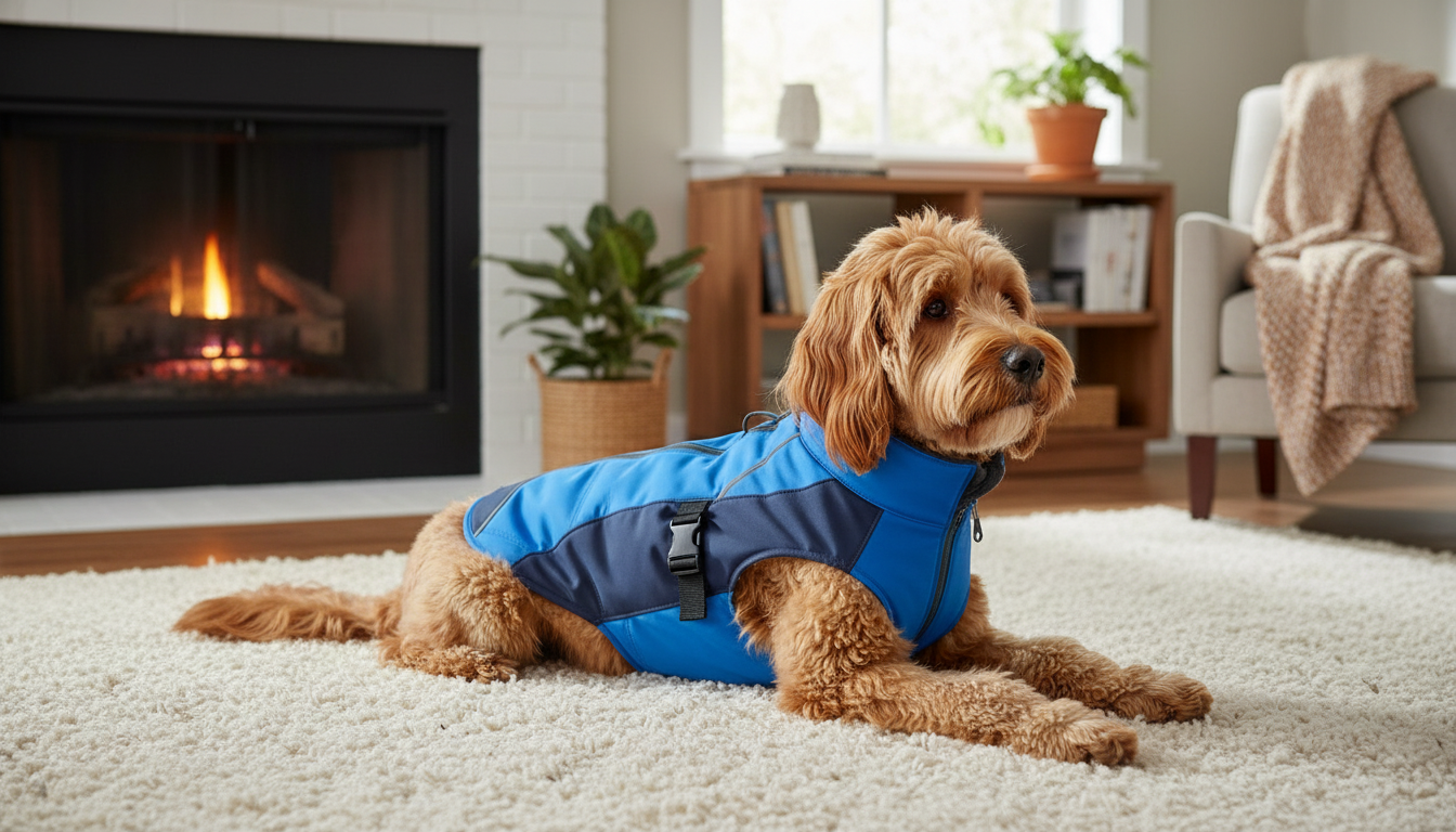 Reflective Waterproof Dog Rain Jacket, Lightweight Adjustable Design, Medium Blue - Image 3