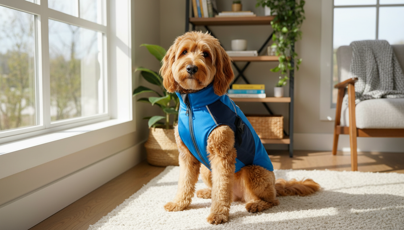 Reflective Waterproof Dog Rain Jacket, Lightweight Adjustable Design, Medium Blue - Image 4
