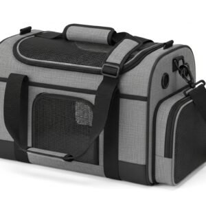 Soft-Sided Expandable Pet Carrier, Airline Approved Travel Bag, Medium Grey