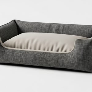 Gray Orthopedic Dog Bed with Soft Cushion and Raised Sides