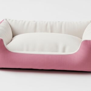 Soft Pink & White Dog Bed with Plush Cushioned Design