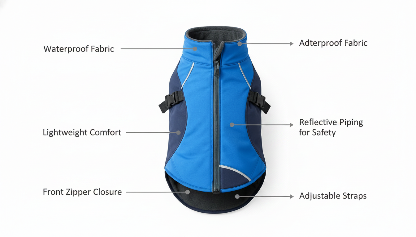 Reflective Waterproof Dog Rain Jacket, Lightweight Adjustable Design, Medium Blue - Image 5