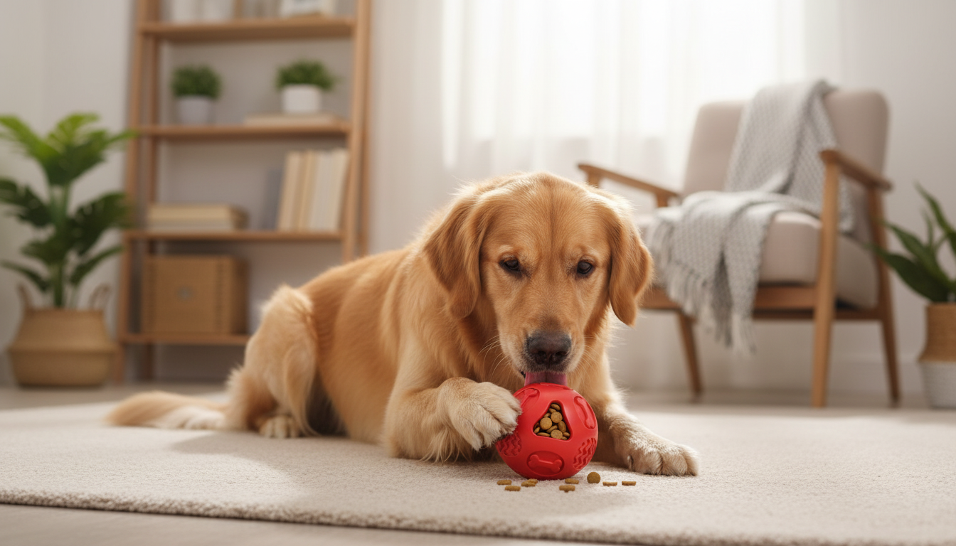 Red Interactive Dog Puzzle Toy with Treat Dispensing, Slow Feeder Design - Image 2