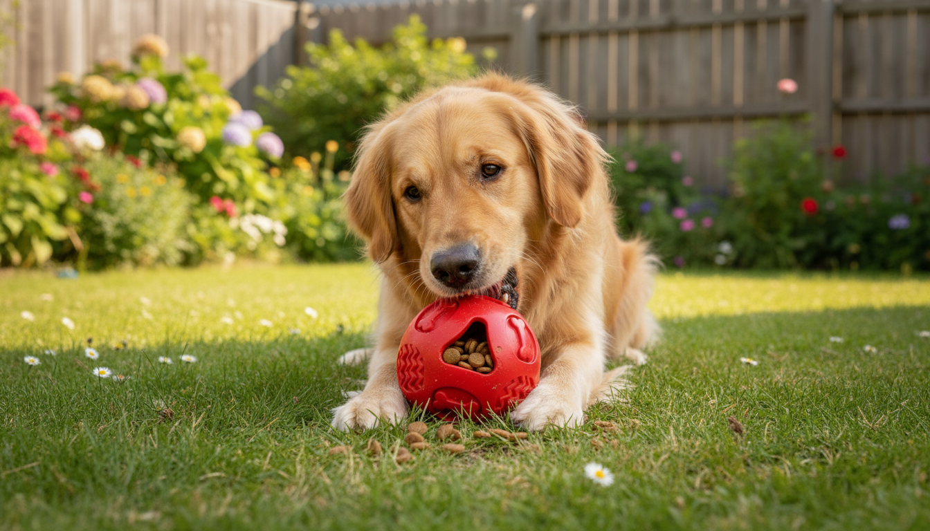 Red Interactive Dog Puzzle Toy with Treat Dispensing, Slow Feeder Design - Image 3