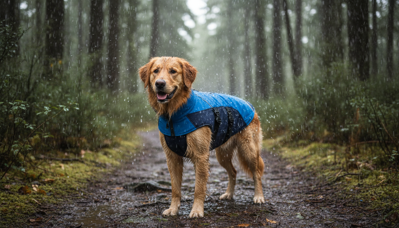 Reflective Waterproof Dog Rain Jacket, Lightweight Adjustable Design, Medium Blue - Image 8