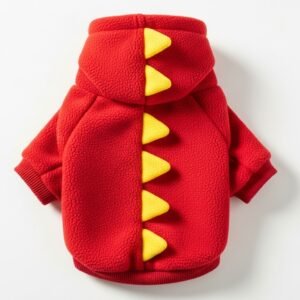 Warm Fleece Dog Hoodie with Dinosaur Design for Small Dogs