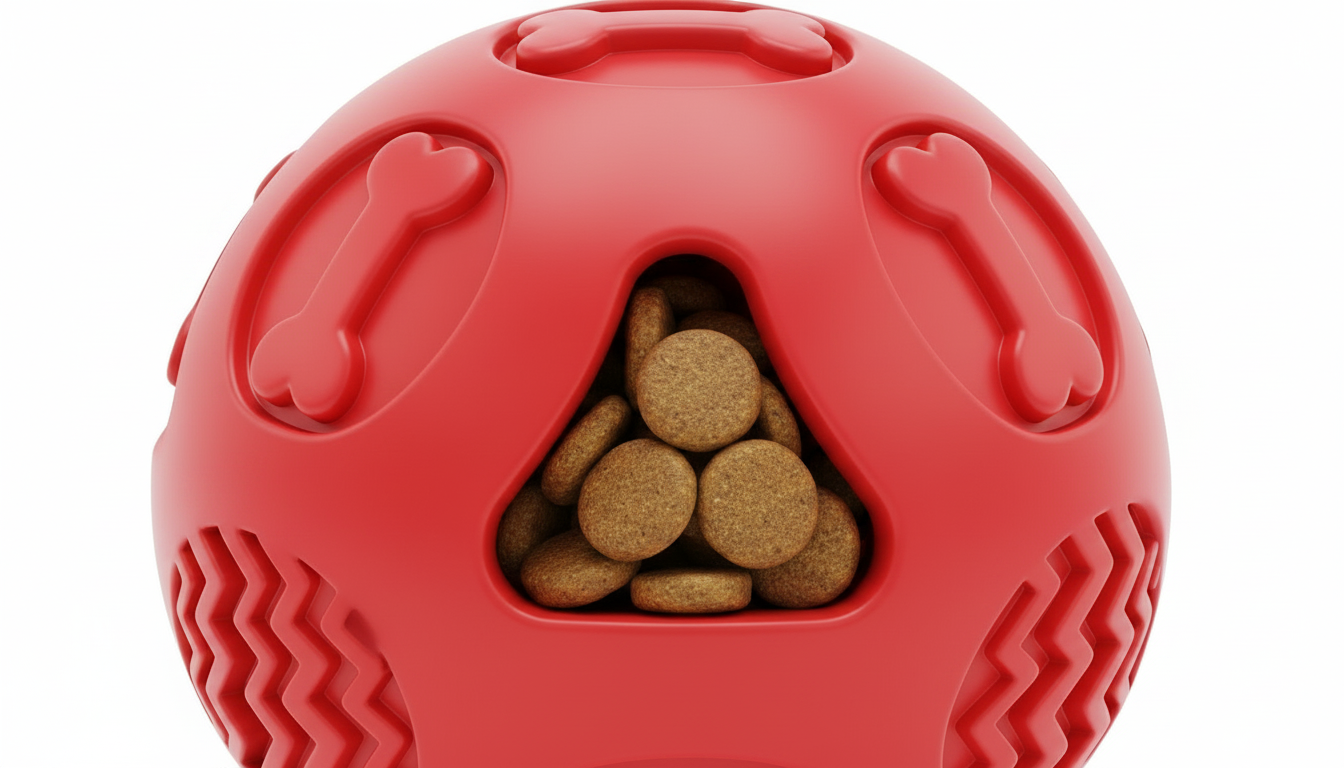 Red Interactive Dog Puzzle Toy with Treat Dispensing, Slow Feeder Design - Image 5