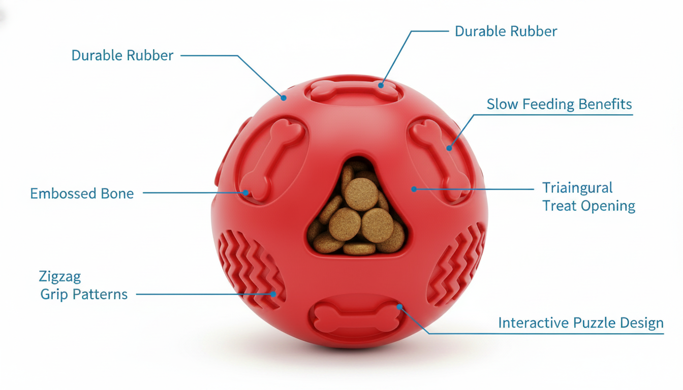 Red Interactive Dog Puzzle Toy with Treat Dispensing, Slow Feeder Design - Image 7