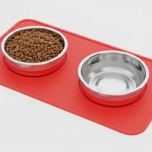 Portable Pet Feeding Mat, Foldable Waterproof Food Pad for Dogs & Cats